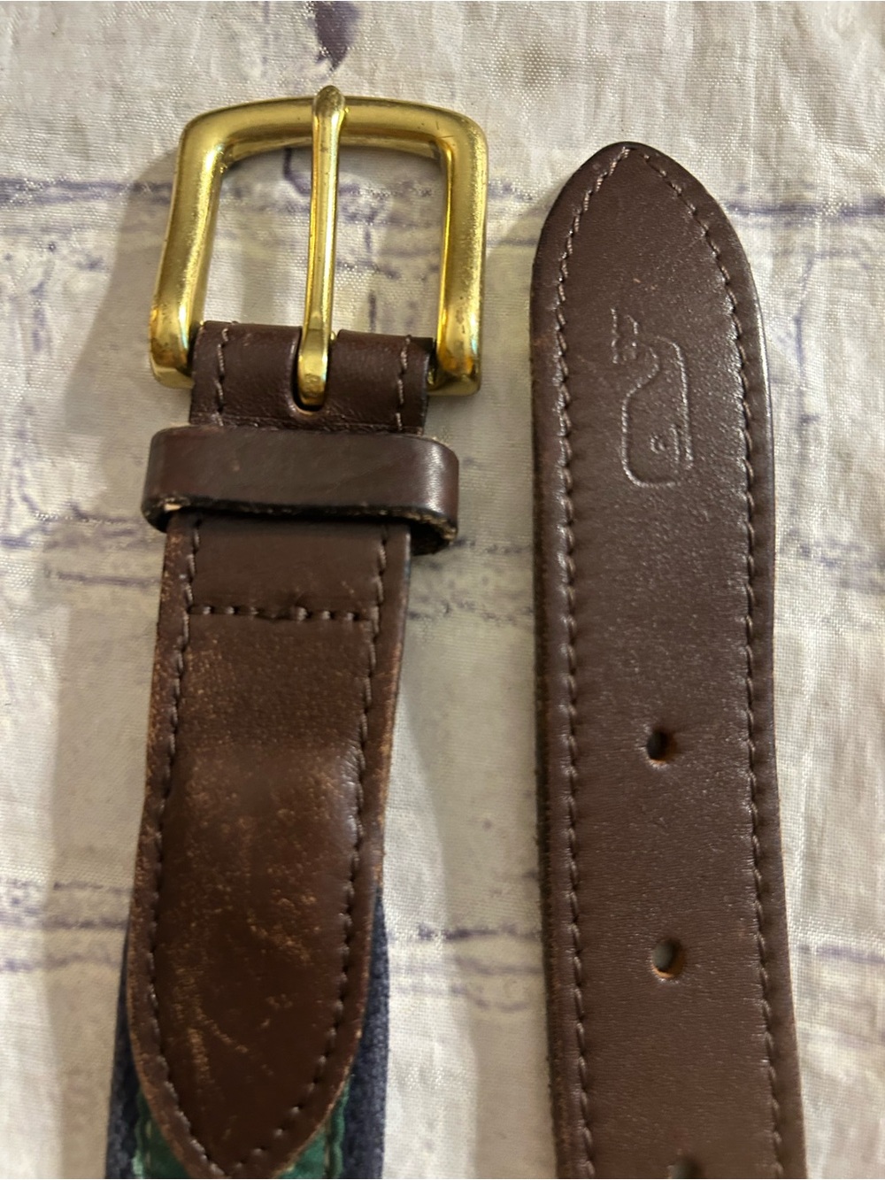VINEYARD VINES SOLID BRASS BUCKLE NAVY/GREEN DETAILS & AMERICAN EAGLE NAVY BELT - Picture 6 of 16